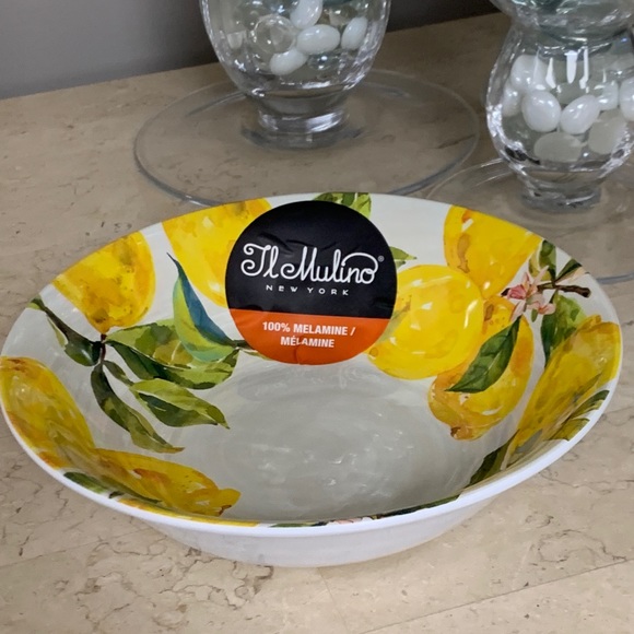 Il Mulino Lemons Melamine Soup Bowls Set of 2 - Picture 3 of 3